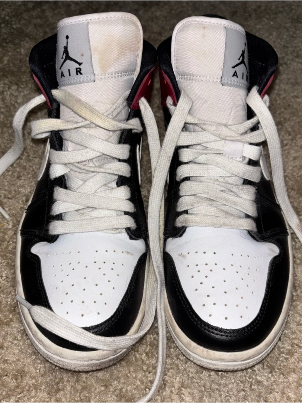 Jordan Women's High-Top Sneakers - White, Black, Red Accent